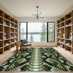 Exotic Olive Green Python Scales Rug