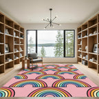 Retro Pastel Rainbow Arched Mural Rug