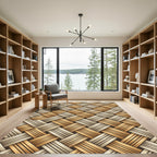 Woven Tan Beige Geometric Interlace Rug