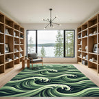 Earthy Green Swirling Ocean Tide Rug