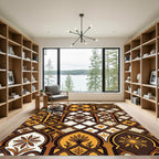 Elegant Golden Arch Floral Tile Rug
