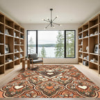 Romantic Heart Floral Cupid Tile Rug