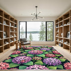 Vibrant Pink and Purple Hydrangea Garden Rug