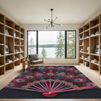 Pink Heart Peacock Feather Fan Rug