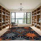 Sharp Orange Gray Starburst Geometric Rug