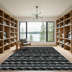 Black Twisted Braided Rope Rows Rug