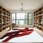 Bold Crimson Abstract Fluid Strokes Rug
