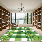 Green White Plaid Clover Patch Rug