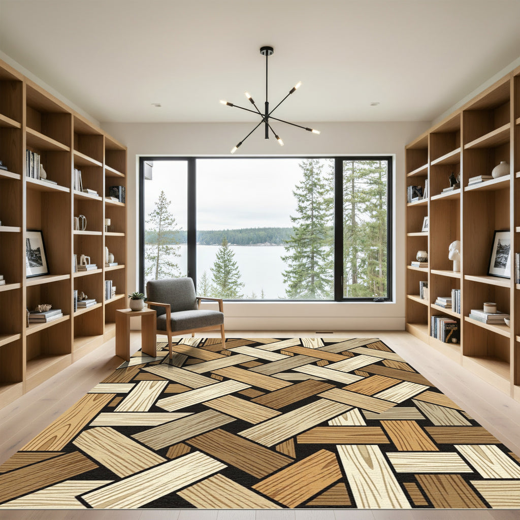 Wooden Planks Herringbone Texture Rug