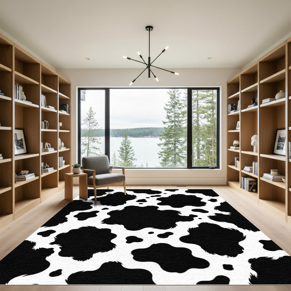 Black and White Organic Cowhide Spot Rug