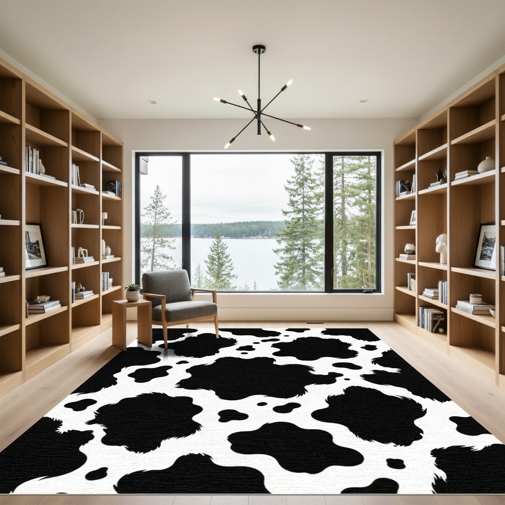 Black and White Organic Cowhide Spot Rug