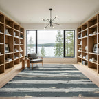 Distressed Coastal Horizon Line Design Rug