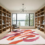 Abstract Coral And Burgundy Swirl Rug