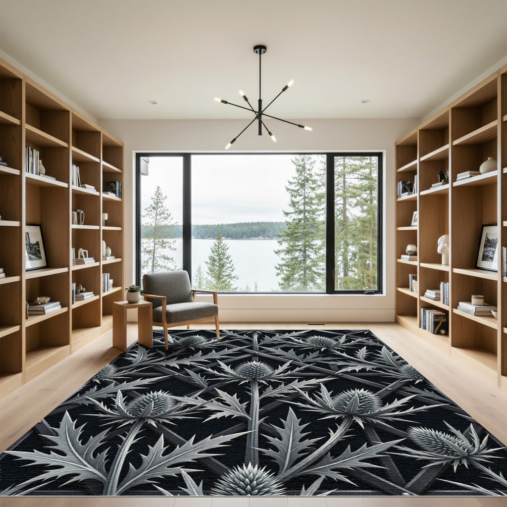 Gothic Silver Thistle Lattice Rug