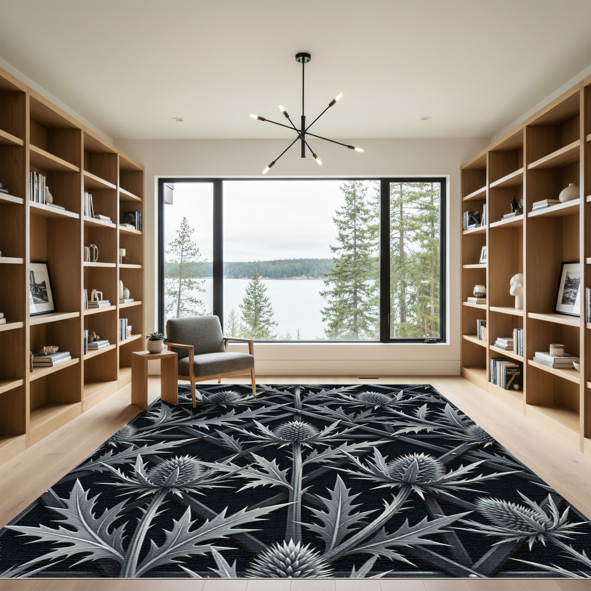 Gothic Silver Thistle Lattice Rug