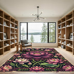 Ornate Pink Lotus Mandala Illustration Rug