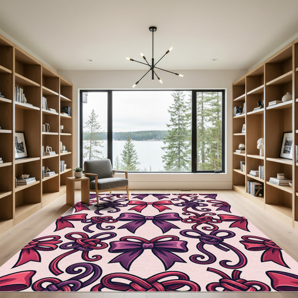 Pink Purple Bows Knots Collection Rug