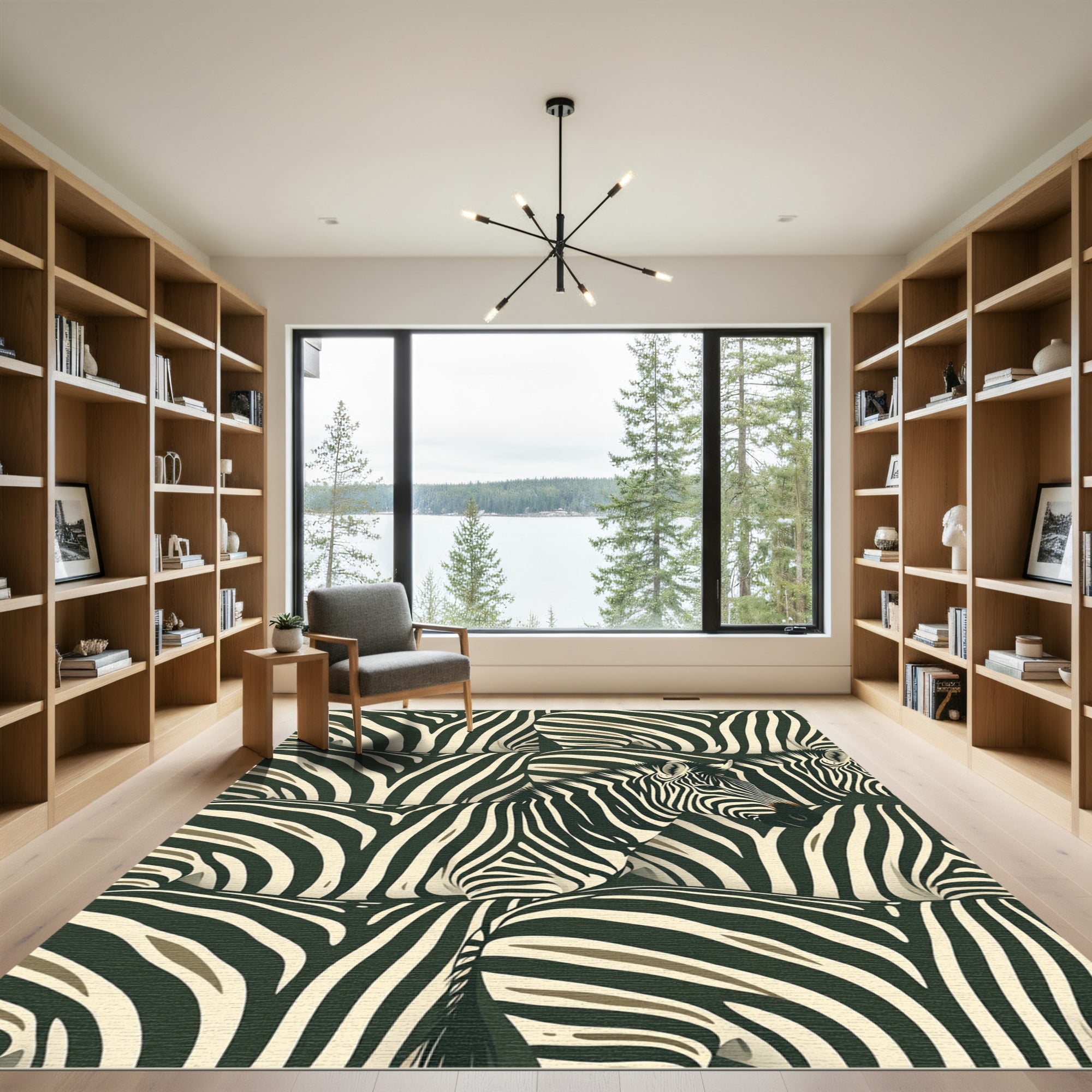 Bold Black White Zebra Stripe Herd Rug