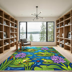 Whimsical Frogs and Lilies Aquatic Pond Rug