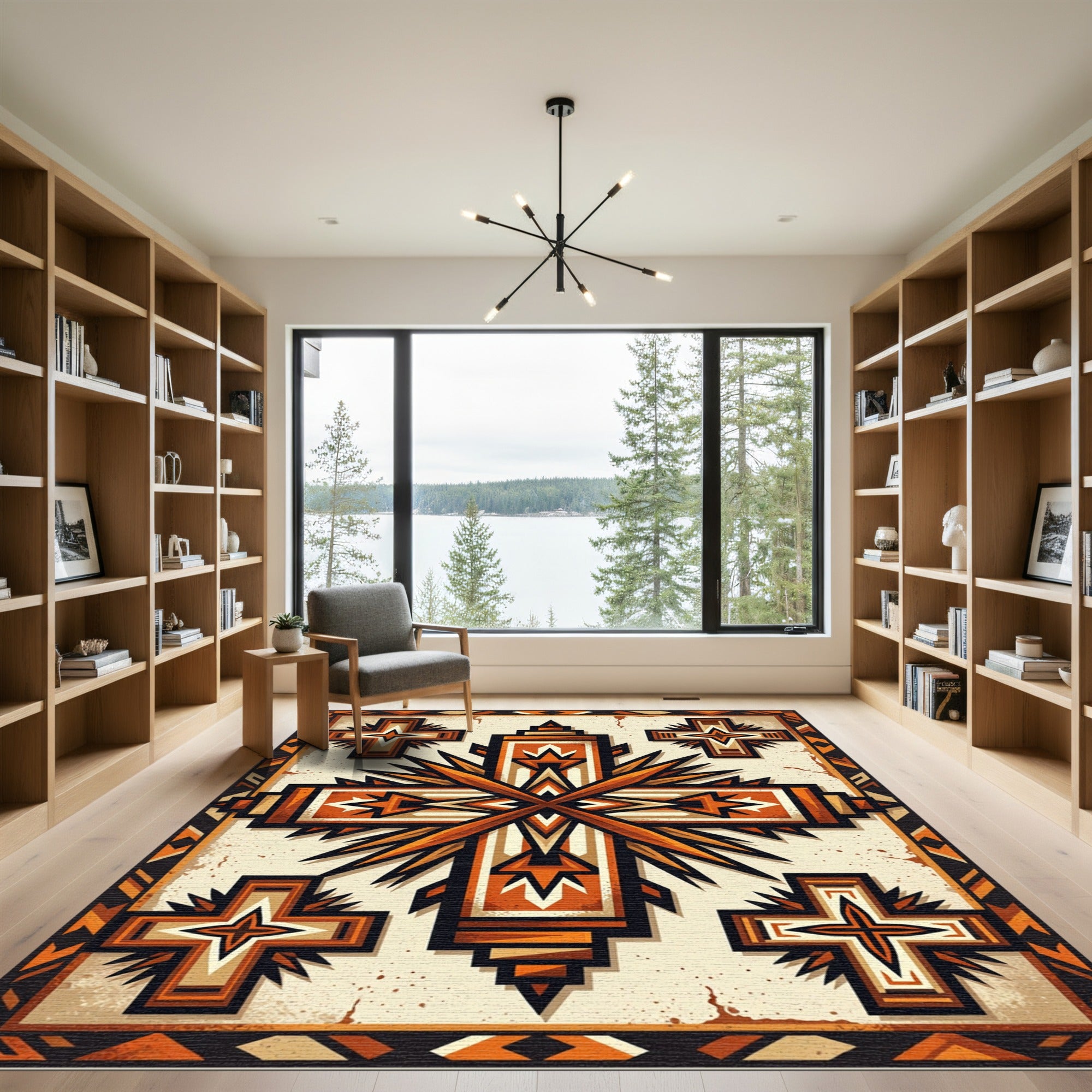 Geometric Terracotta Cross Southwestern Area Rug