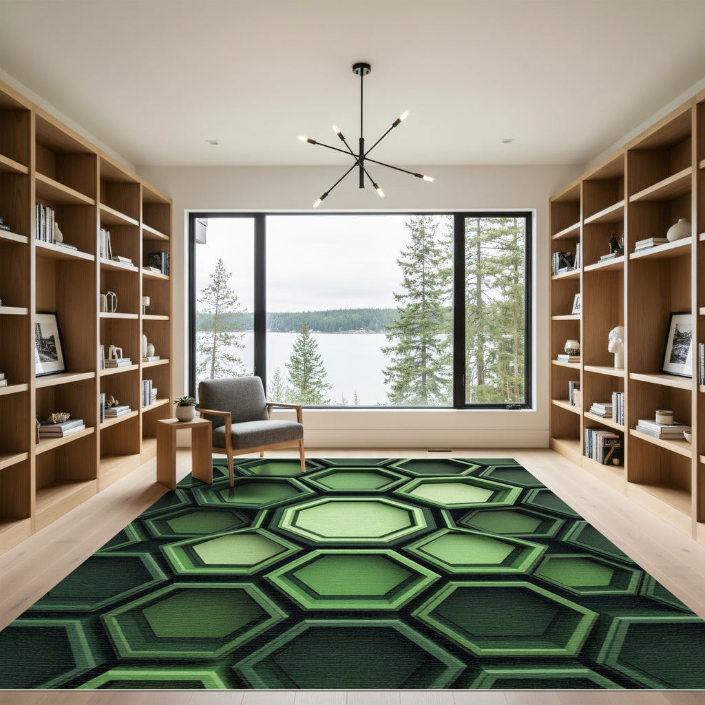Modern Sage Geometric Honeycomb Rug