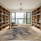 Navy Blue Organic Contour Line Rug