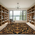 Ornate Gold Scrollwork Fleur-de-lis Rug