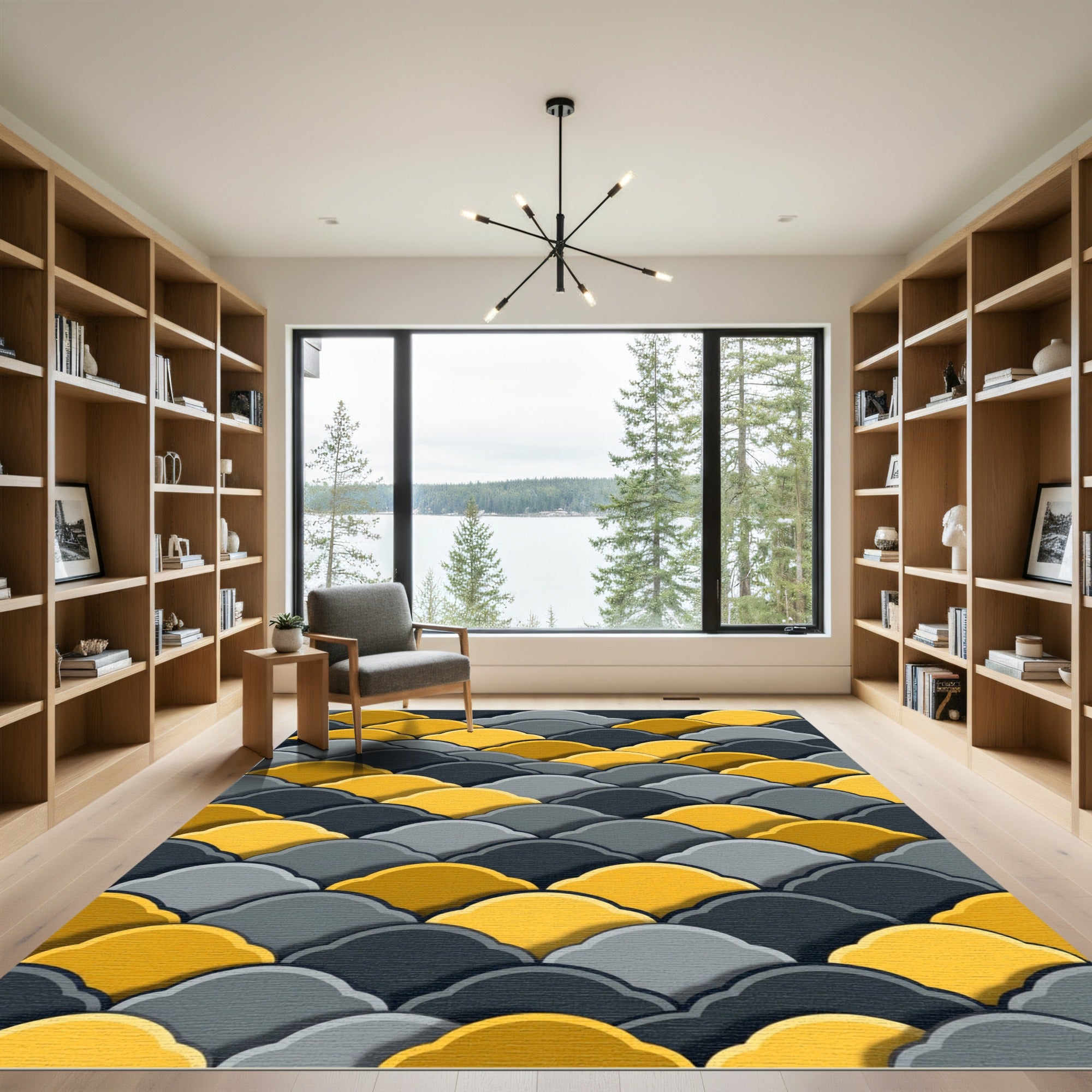 Ochre Gray Scallop Overlay Rug