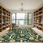 Sage Green Mushroom and Daisy Meadow Rug