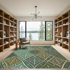 Sage Green Damask Interlocking Lattice Rug
