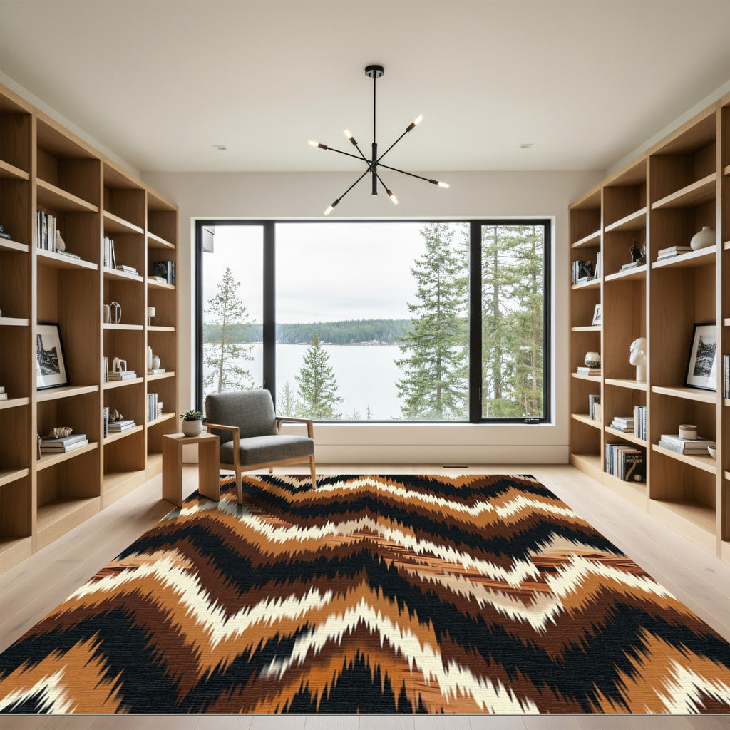 Earthy Chevron Jagged Zigzag Rug