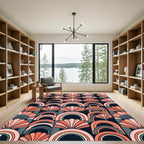 Coral Fan Rainbow Mid Century Rug
