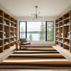 Minimalist Brown Wavy Striped Rug