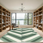Sage Green Geometric Chevron Stripe Rug