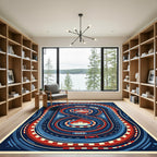Abstract Red and Blue Race Track Rug