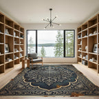 Ornate Royal Silver Floral Medallion Rug