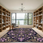 Lavish Lilac Floral Symmetry Composition Rug