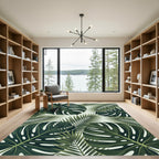 Lush Tropical Monstera Palm Green Rug