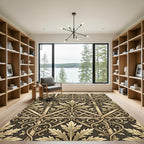 Golden Leaf Lattice Scrollwork Tapestry Rug