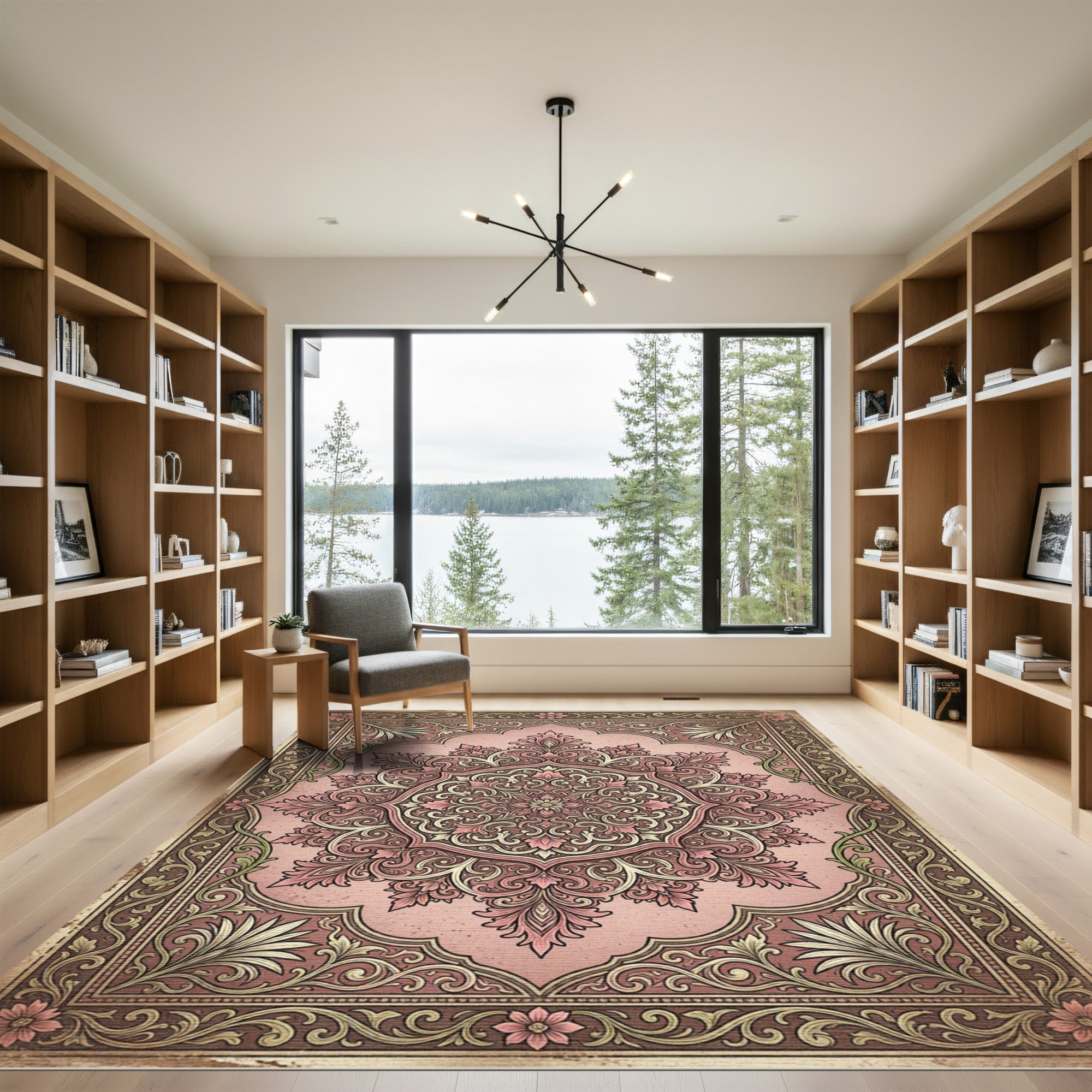 Vintage Blush Floral Medallion Area Rug
