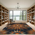 Radiant Amber Celestial Sunburst Medallion Rug