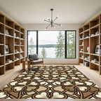 Brown Clover Lattice Art Nouveau Rug