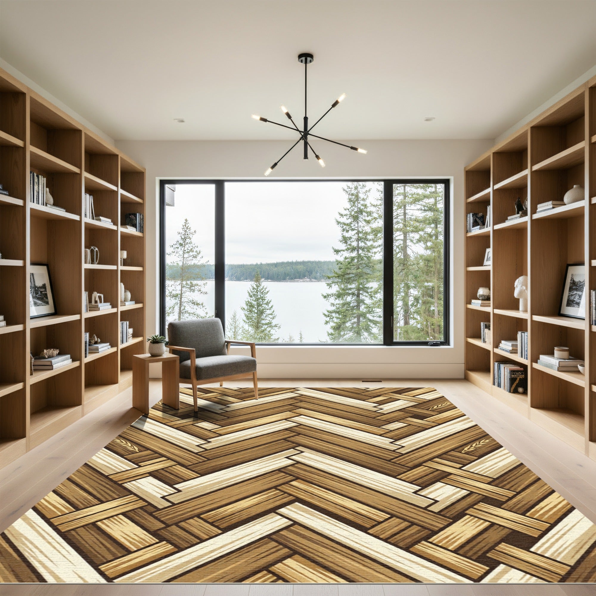 Woven Tones Herringbone Wood Grain Rug