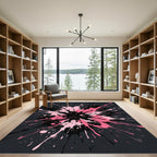 Modern Pink and Black Splatter Splash Rug