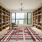 Modern Pink Lattice Plaid Rug