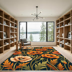 Orange Cream Poppy Botanical Tapestry Rug