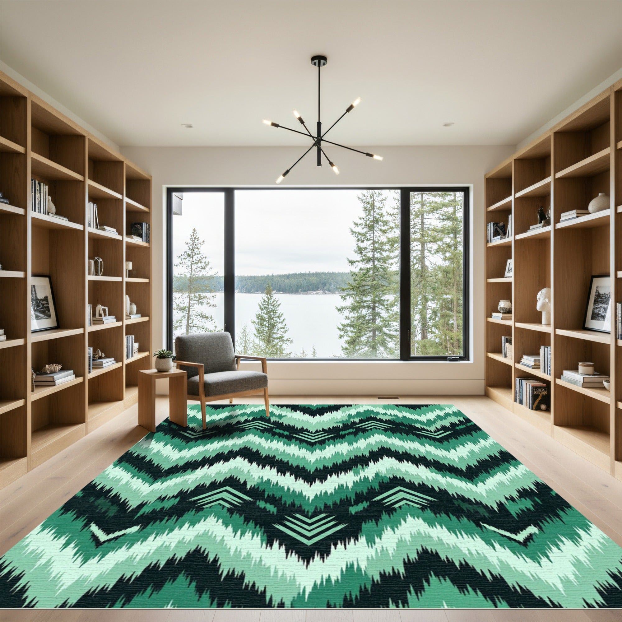 Shades of Teal Chevron Zigzag Rug