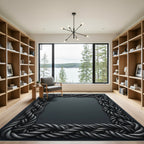 Braided Rope Frame Dark Gray Rug