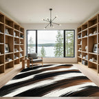 Modern Black and Brown Brush Stroke Rug