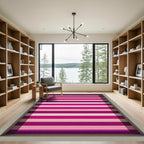 Bold Magenta Pink Striped Modern Rug